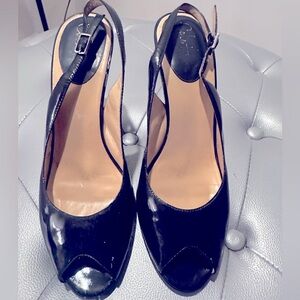 Cole Haan Nike Air sling back, Peep toe pumps Navy Patent size 11